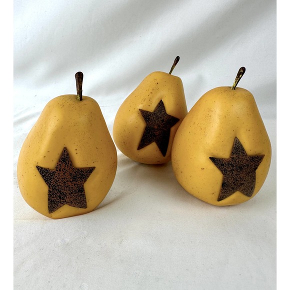 Decorative Pears With Stars Western Cowboy Ranch Theme Vintage Set Of 3 - Picture 2 of 5